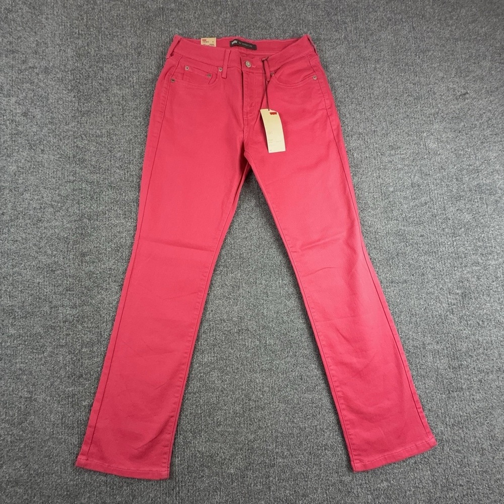 Levi's 505 Straight Jeans Womens 4 Pink Mid Rise Stretch Denim 50758-0004